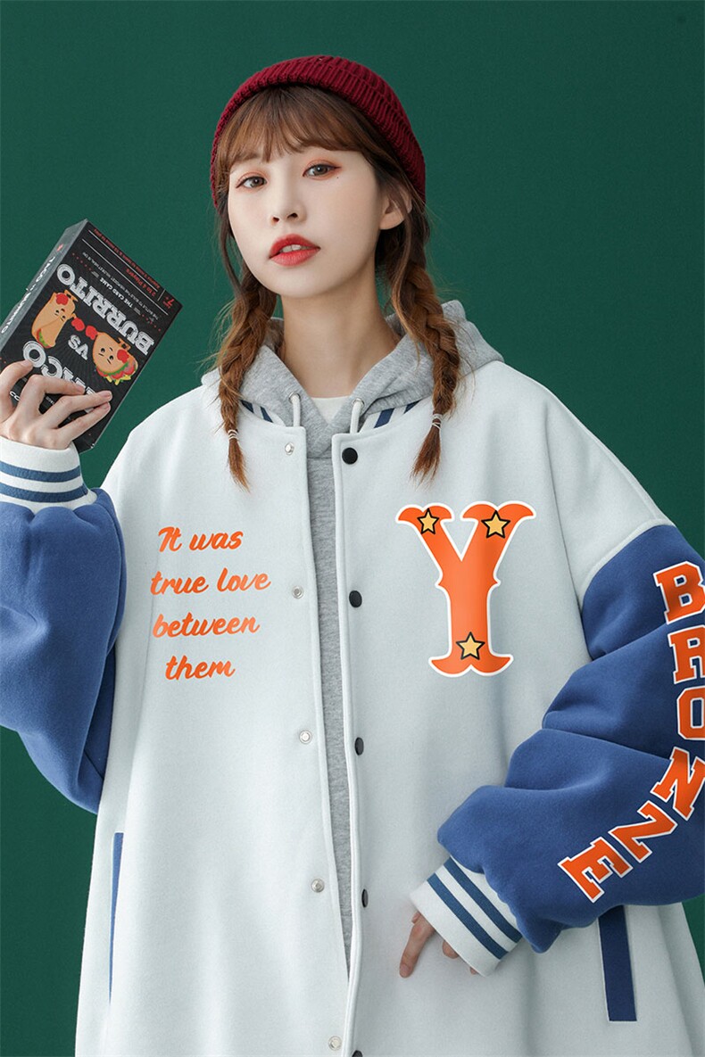 中性风秋季字母印花设计感潮牌棒球服百搭夹克外套G78P65控88,男装夹克,A247A