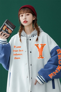 中性风 秋季字母印花设计感潮牌棒球服百搭夹克外套G78P65控88图片