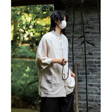 新中式风短袖衬衫男2026夏季新款设计感小众中山装衬衣~C4583，男装衬衫，星座601-2