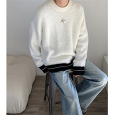 TP26-P26软糯圆领毛衣男秋冬韩系马海毛针织衫慵懒高级感外套，男装针织衫/毛衣，星座1501