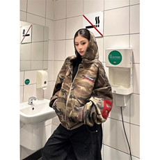 秋季新款迷彩开衫连帽运动衫男女覆古宽松百搭情侣外套W8287，女装短外套，星座1116A（原606A-3）