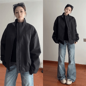 26春装新款美拉德立领飞行夹克boxy廓形休闲百搭外套上衣 JK6500图片