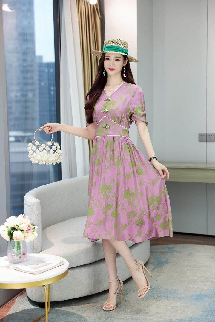 醋酸连衣裙现货，女装连衣裙，百衣时尚