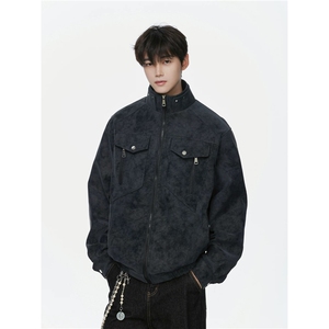 J525-P81 2025新款外套男春秋宽松大码潮流工装上衣服图片