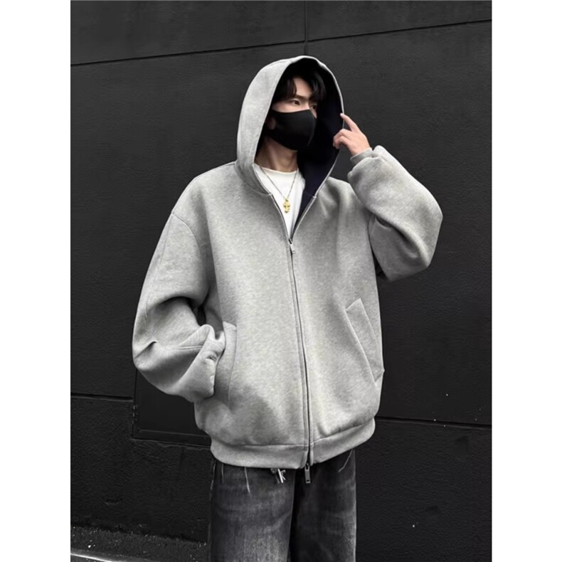 连帽卫衣开衫美式潮牌宽松情侣帽衫拉链外套1001-1-WY83-P55,女装短外套,星座1001-1