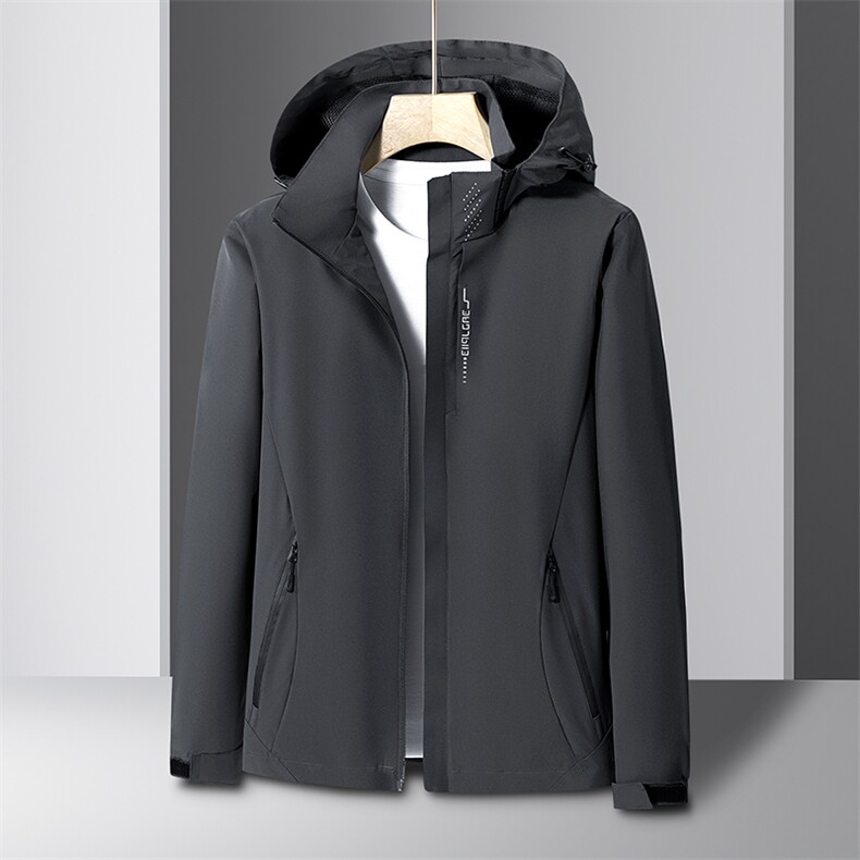 秋款单层防风冲锋衣可卸帽运动刺绣款青年立领连帽户外外套P29，男装夹克，星座1508-3