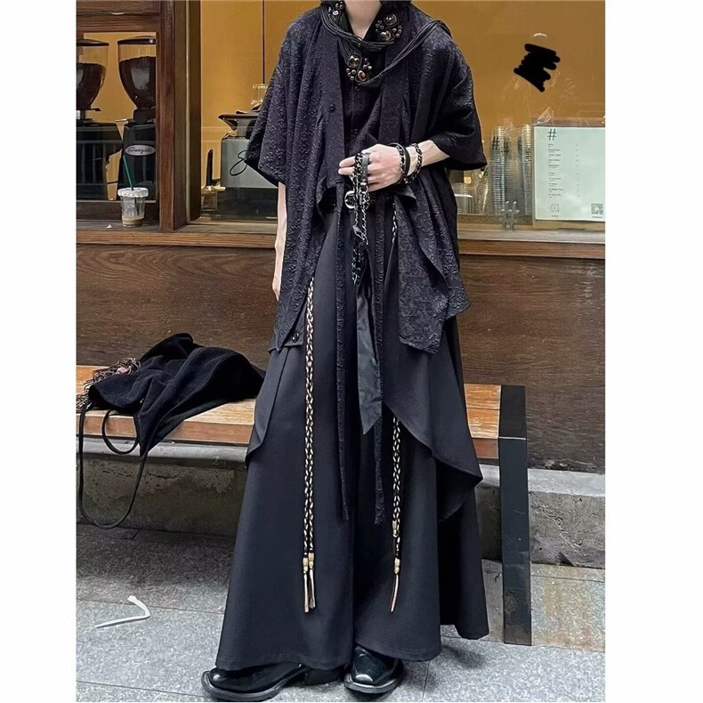 纯色小众复古百搭西裤男女宽松流行不规则拼接气质裙裤k15,男装休闲裤,星座1116A（原606A-3）