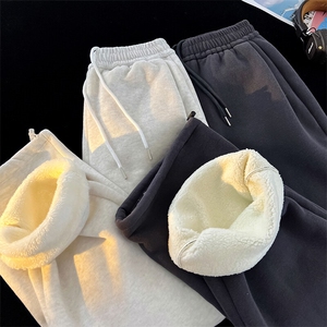 8XL-M 羊羔绒运动裤宽松束脚棉裤加厚保暖休闲裤卫裤K9105P58控78图片