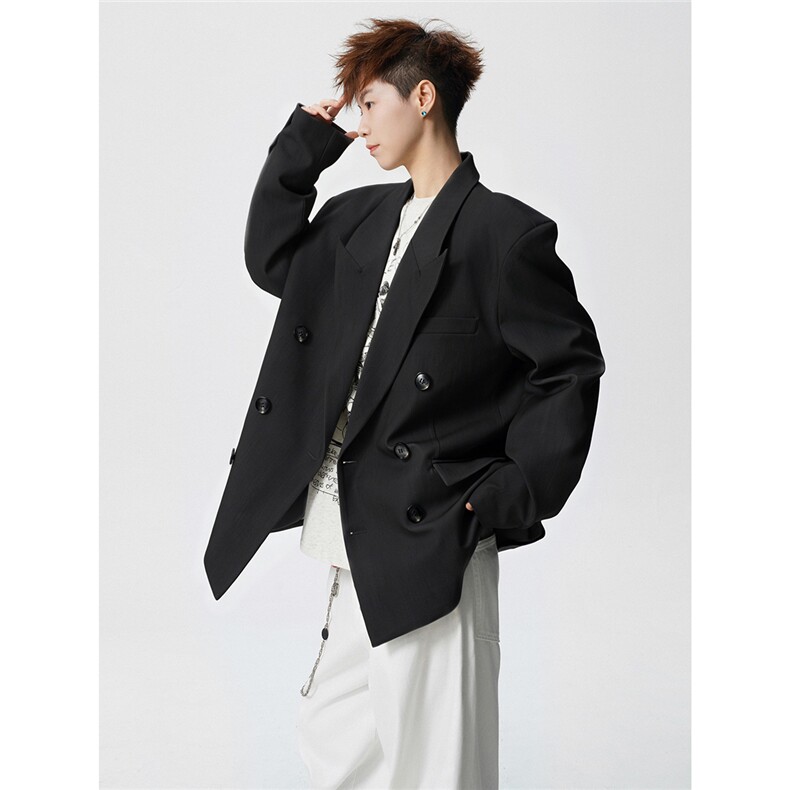 双排扣大码M-5XL西服男成分96%聚酯纤维4%氨纶XF78127P85控128，男装西服，星座227-7