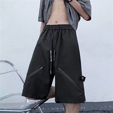 拉链冲锋短裤男夏季薄款美式高街机车潮流裤子E111P35，男装休闲裤，星座1116-2