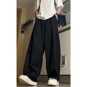卡其色西裤休闲阔腿垂坠感直筒宽松西装裤韩系男女裤子 D510/P60图片