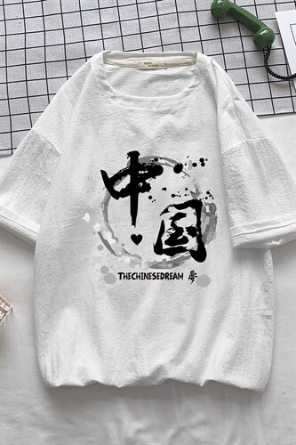 YT26134-P30 亚麻短袖t恤男大码五分袖男宽松七分袖 港风摆拍图片