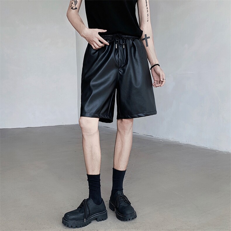 夏季美式简约PU皮短裤男宽松休闲五分裤PK02-P58，男装皮裤，星座512-1（原513-3）