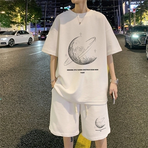 ！2024夏季新款男士潮流青少年短袖套装华夫格半袖HTZ50P50图片