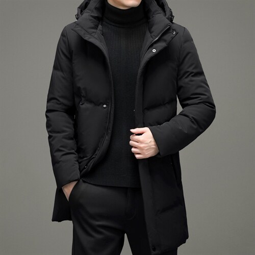 新款冬季连帽羽绒服男装保暖白鸭绒外套中年爸爸装YYYR305-P345图片
