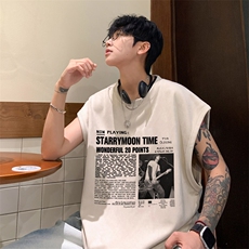 ！2025夏季新款男士麂皮绒背心情侣无袖T恤TLBX03特P18控38，男装T恤，电商B220