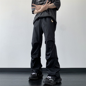 B221 美式ins街头hiphop刺绣宽松褶皱休闲裤子 LK23123-P60 控78图片