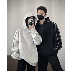 重磅420克boxy短款条纹连帽卫衣液态棉爽滑不变形外套男D9886-P58，女装短外套，星座610B-1