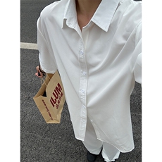 薄款冰丝短袖衬衫男简约纯色垂感休闲痞帅衬衣CS288-P20，男装T恤，星座301C-5