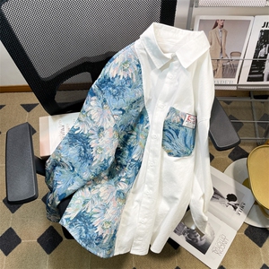 港风风花型长袖衬衫女大码情侣潮长袖衬衫男CS7714P60控88图片