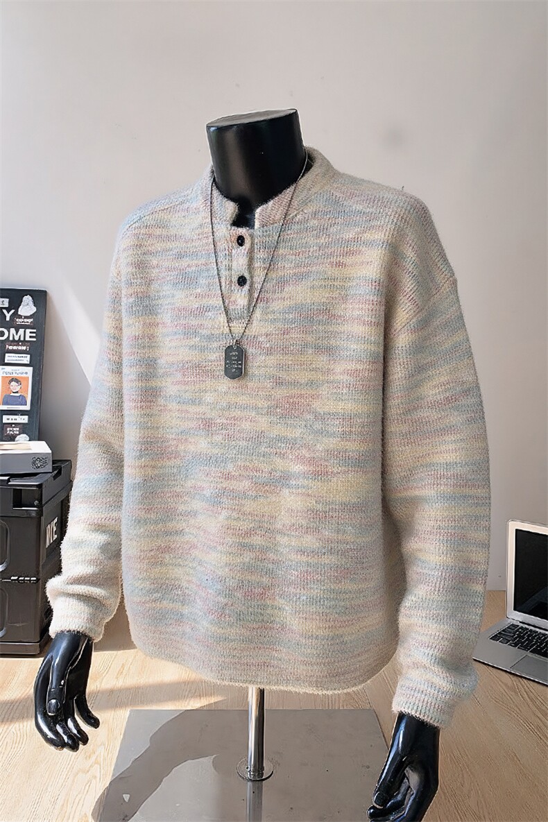 七彩虹亨利领POLO衫卫衣春季卫衣长袖T恤男装外套S548特薄28厚38,男装T恤,电商A233-1
