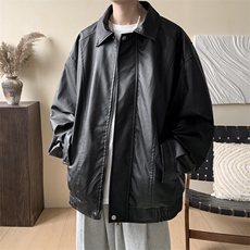 抖音直播！pu皮衣机车服宽松夹克男CP40-特p65控价：118，男装夹克，电商B371
