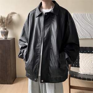 抖音直播！pu皮衣机车服宽松夹克男 CP40-特p65 控价：118图片