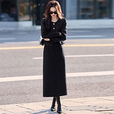 现货小香风套装裙女2025秋季新款高级感气质富家千金半身裙两件套，女装套装/套裙，魅影