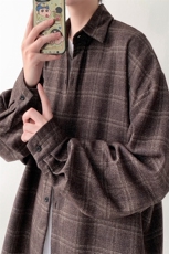 已出货厚款小香风长袖衬衫男宽松格子衬衣KD627-P55控78，男装衬衫，电商D312-1