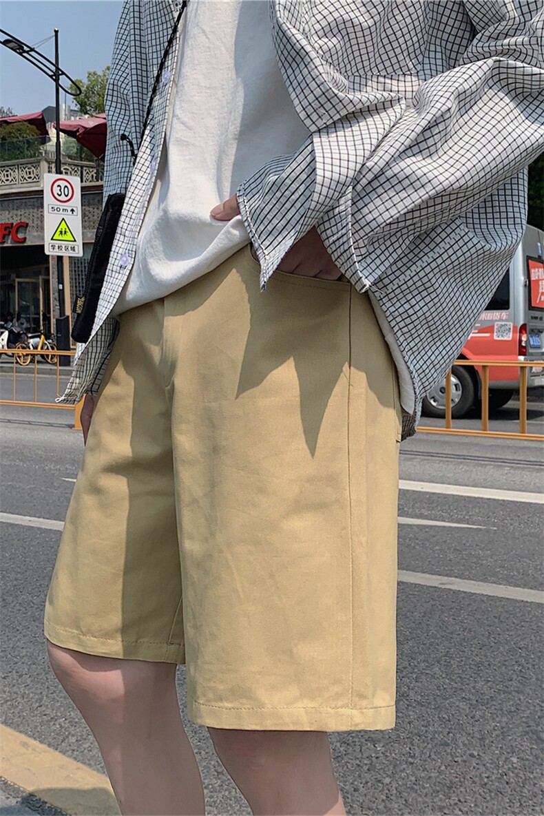 K939/P25新夏季港风潮男士宽松五分裤子韩版沙滩纯色休闲大码短裤图片