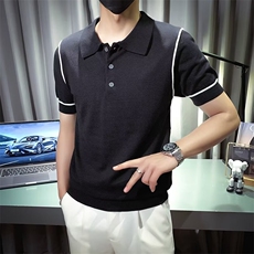 冰丝针织短袖男夏季翻领T恤新款男士夏装上衣POLO衫M870，男装T恤，星座1116A-2（原606A-1）