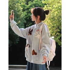 734-P50日系可爱立领慵懒风立领卫衣女秋冬宽松显瘦，男装卫衣，电商B323A