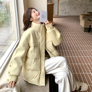 新款 现货主推毛呢拼接中长款立领羽绒服9955-P285-K408图片