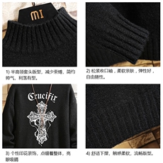 半高领毛衣男士大码针织衫男毛线衣男砖墙M18268-P45加绒款-P65，男装针织衫/毛衣，电商A040A