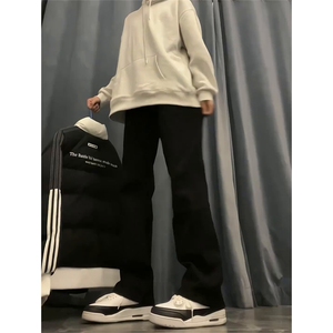 纯黑色弹力牛仔裤秋冬款cleanfit显瘦微喇裤子CHNZK01-P53加绒58图片