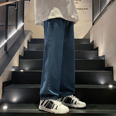 美式高街牛仔裤宽松中性男女潮牌个性显高休闲裤B381-1/722/p48，男装牛仔裤，电商B381-1