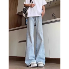磨破牛仔裤男春秋阔腿直筒美式vibe裤子高个子弯刀微喇LA4422-P45，男装牛仔裤，星座1008