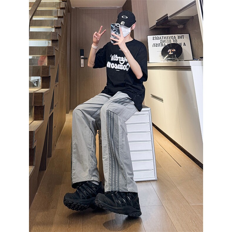 图案已做版权美式伞兵裤男宽松薄款休闲条纹工装裤K655-P50控68,男装工装外套,星座205-5