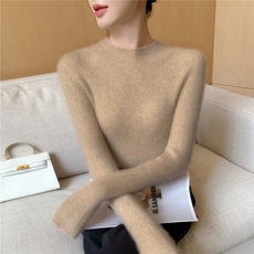 2025年秋季新款百搭女士12针一线成衣枫叶半高，女装羊绒衫，百越羊绒