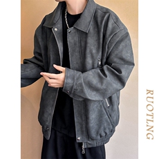 现货-春秋美式复古皮衣男潮牌街头时尚外套皮夹克-AP23064-P115，男装夹克，电商A351