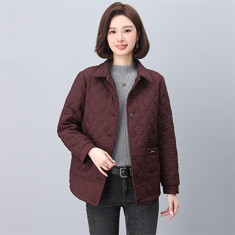 2024年秋冬季新款翻领加绒棉衣棉服女休闲百搭韩版保暖加绒外套,女装棉衣/棉服,鑫鑫格