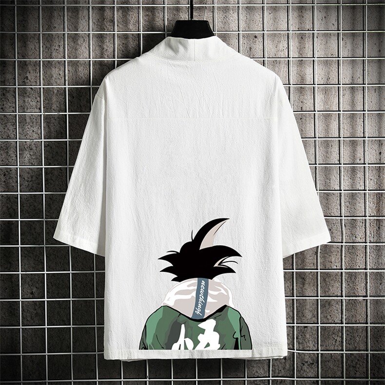 HF59005-P40风汉服男开衫外套七分袖道袍网格挂拍,男装民族服装,电商A040A