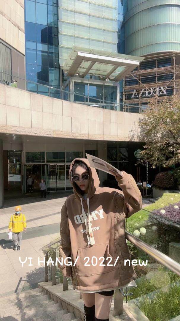 卫衣拼接轧款超，女装卫衣/绒衫，一杭