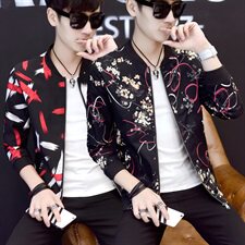 春秋款男士花色休闲夹克衫外套加肥加大修身潮男外套组合图P65，男装夹克，星座1203