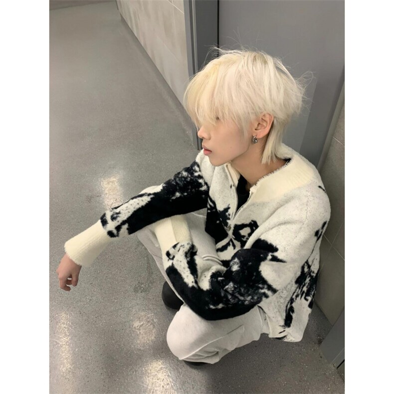 【有货】D560LL-特P60渐变蝴蝶仿貂毛针织开衫毛衣外套男,男装针织衫/毛衣,星座1007（原301D）