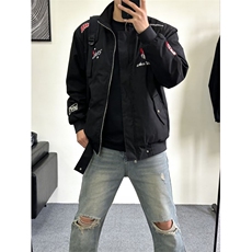 W11100-P73网图现货春季新款防风棒球服翻领夹克机车刺绣外套，男装夹克，星座1608