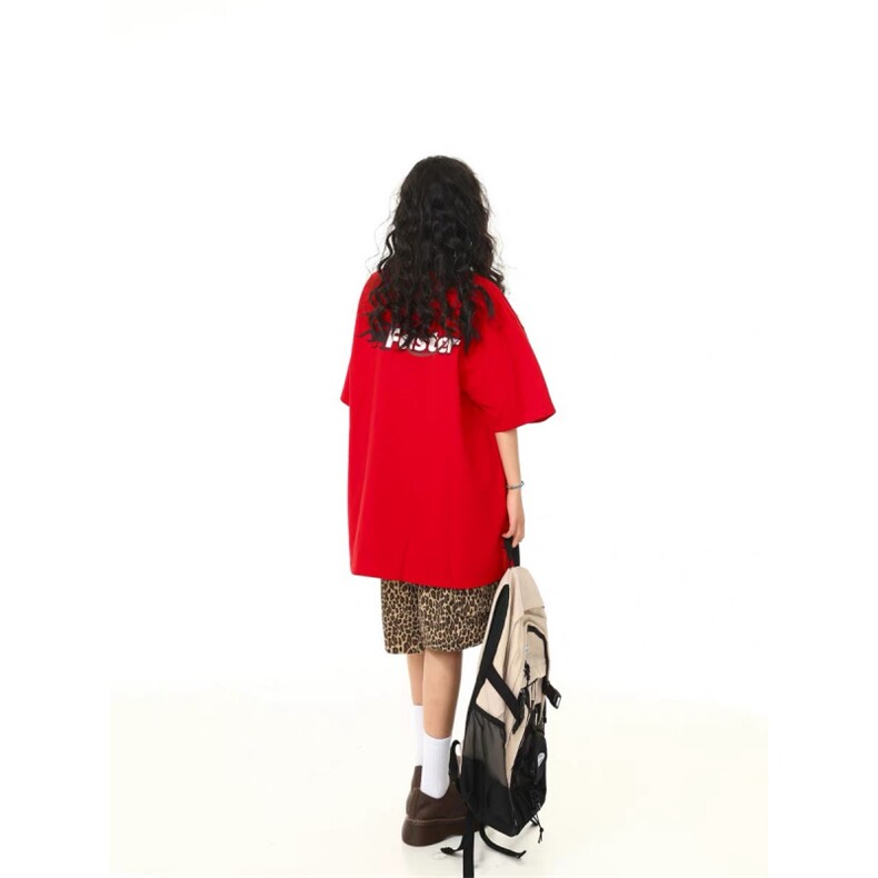 1506/QC15790/P40美式复古字母印花短袖T恤男女夏季潮牌宽松,男装T恤,星座1506