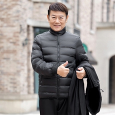 主推可拆卸帽灰鹅绒一衣三穿中老年羽绒服外套男士加厚羽绒服大衣，男装羽绒服，钱塘723