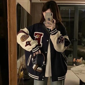 美式复古棒球服外套女2025早秋新款设计感小众休闲刺绣宽松夹克潮图片