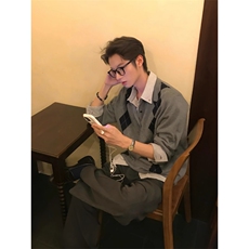 菱格双色Polo高智感Miu系提花长袖软糯正肩版型上衣特P，男装卫衣，星座715-4